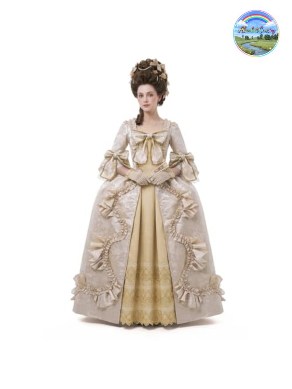 Jacquard Satin Rococo Marie Antoinette Costume Dress 18th Century Victorian Gown